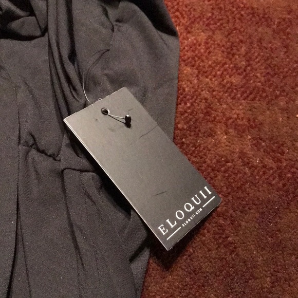 Eloquii Black Midi Tie Front Dress - Plus Size - Picture 3 of 4